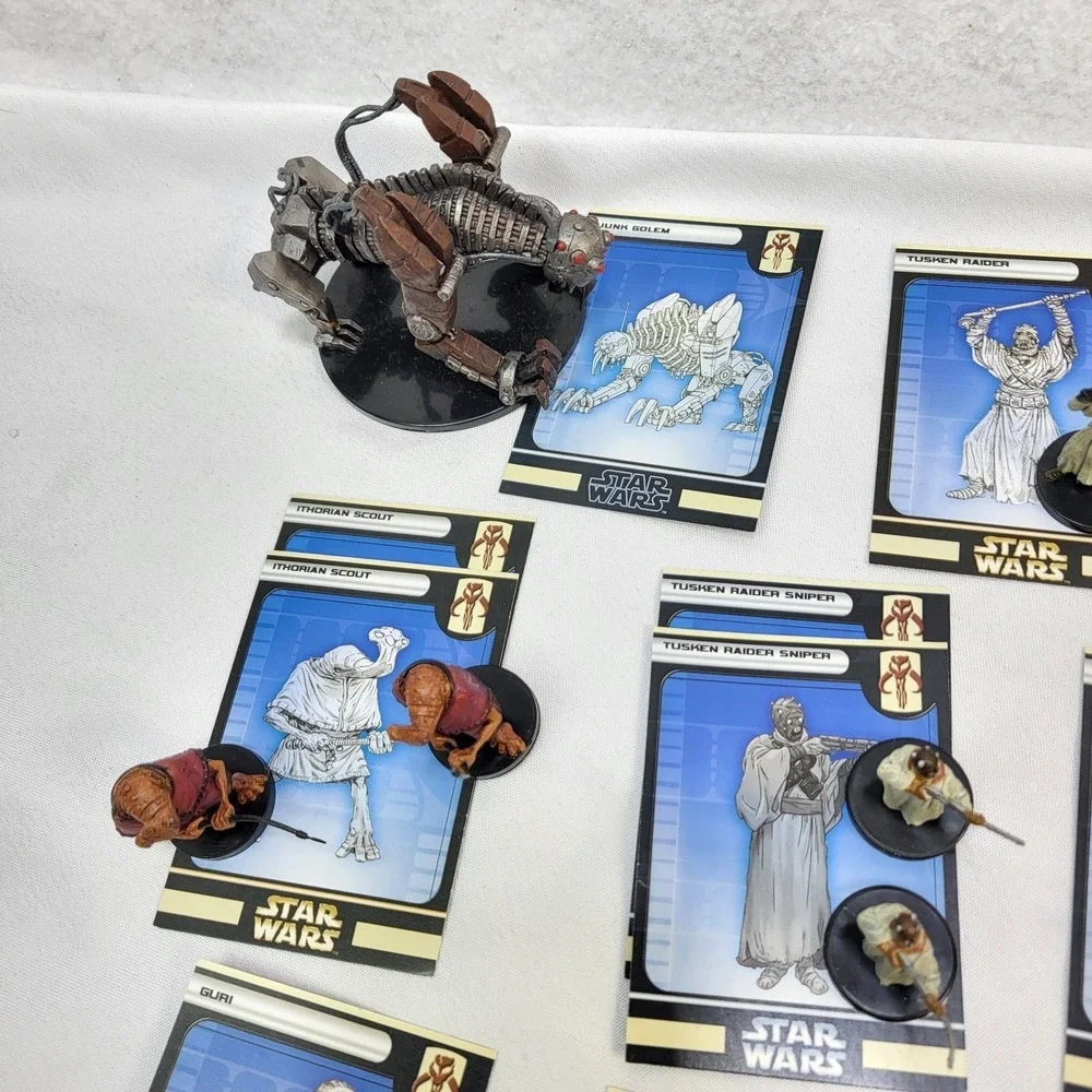 Star Wars Miniatures Lot 20 Figures w Cards Mixed Junk Golem Fringe Alien WOTC